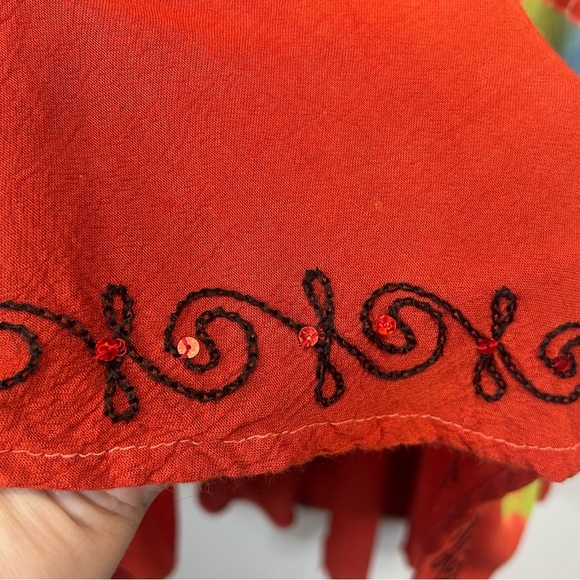 Vintage 90s Women's One Size Tie-Dye Bohemian Dress Dark Orange Hippie Festival - Picture 9 of 13